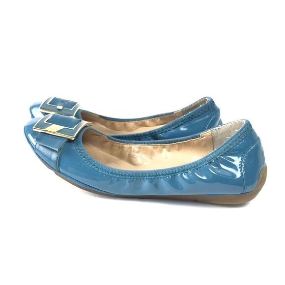 Marc Fisher Blue Ballet Flats Gold Tone Buckle 6M - Picture 8 of 8